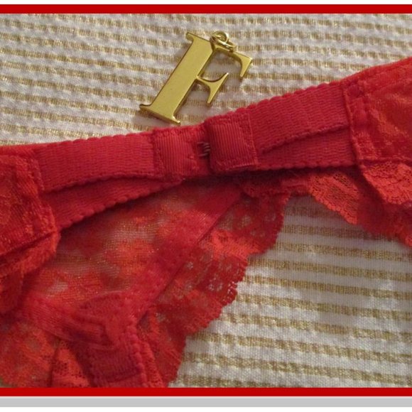 SIMONE RED LACE SATIN GARTER - Picture 6 of 13